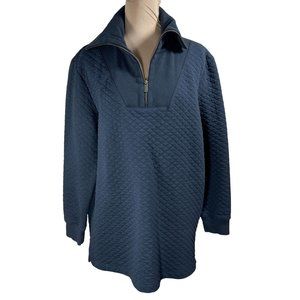 Lands' End Navy Quilted Sweatshirt